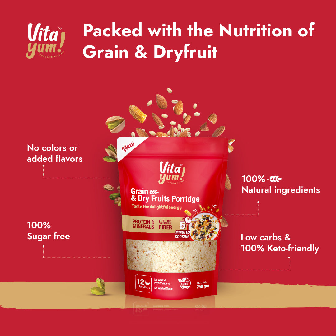 Dry Fruits Flavor Porridge by VitaYum rich in protein and fiber