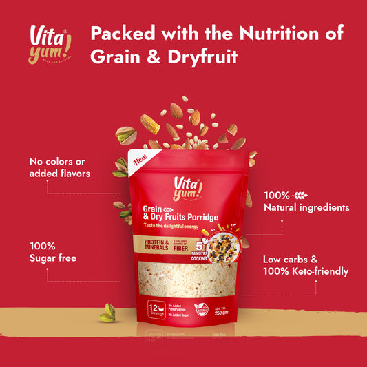 Dry Fruits Flavor Porridge by VitaYum rich in protein and fiber