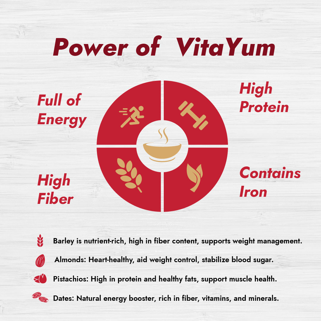 Nutritional benefits of VitaYum Dry Fruits Flavor Porridge with natural ingredients